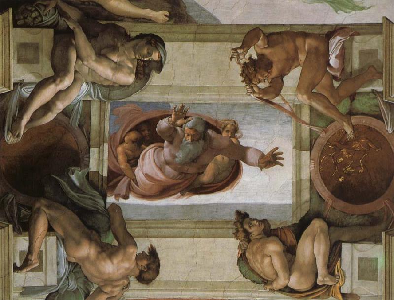 Michelangelo Buonarroti God separates the waters and the country and blesses its work, oil painting image